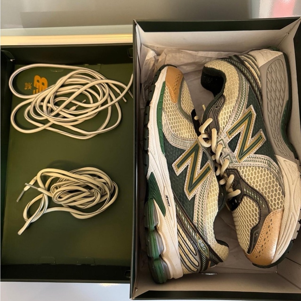 New Balance Green and Tan Sneakers